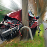 Red car hits pole 3D Red car hits pole 3D