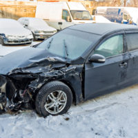 Blk car crashes in snow