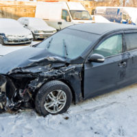 Blk car crashes in snow Blk car crashes in snow